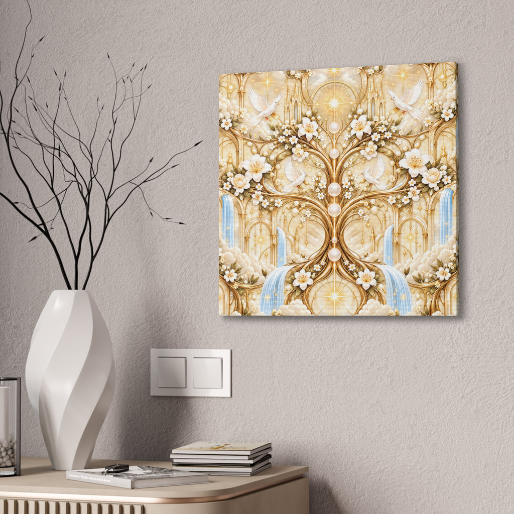 Tree of Heaven Alabaster Gold Wrapped Canvas