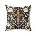 Rosary of Light Sapphire Centered Cross Decorative Pillow