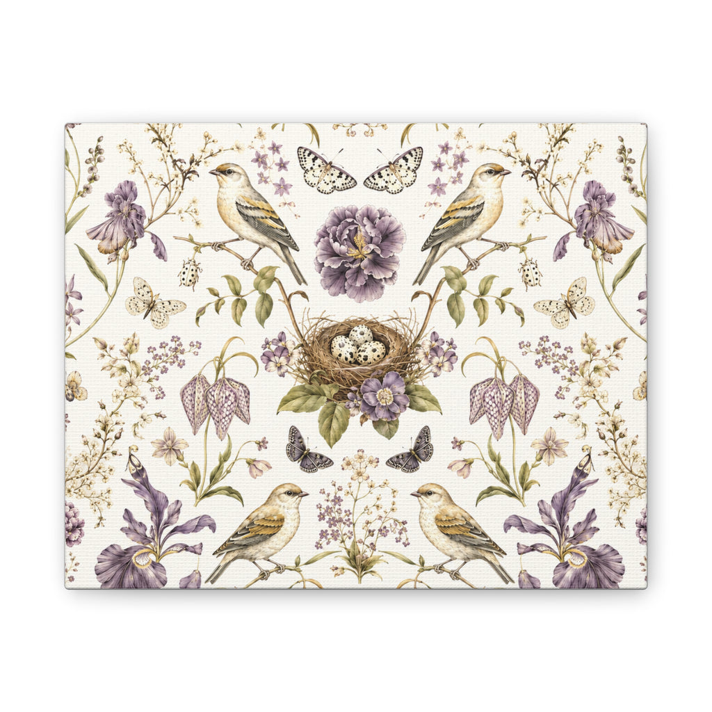 Botanical Bird's Nest Moon Milk Stretched Canvas
