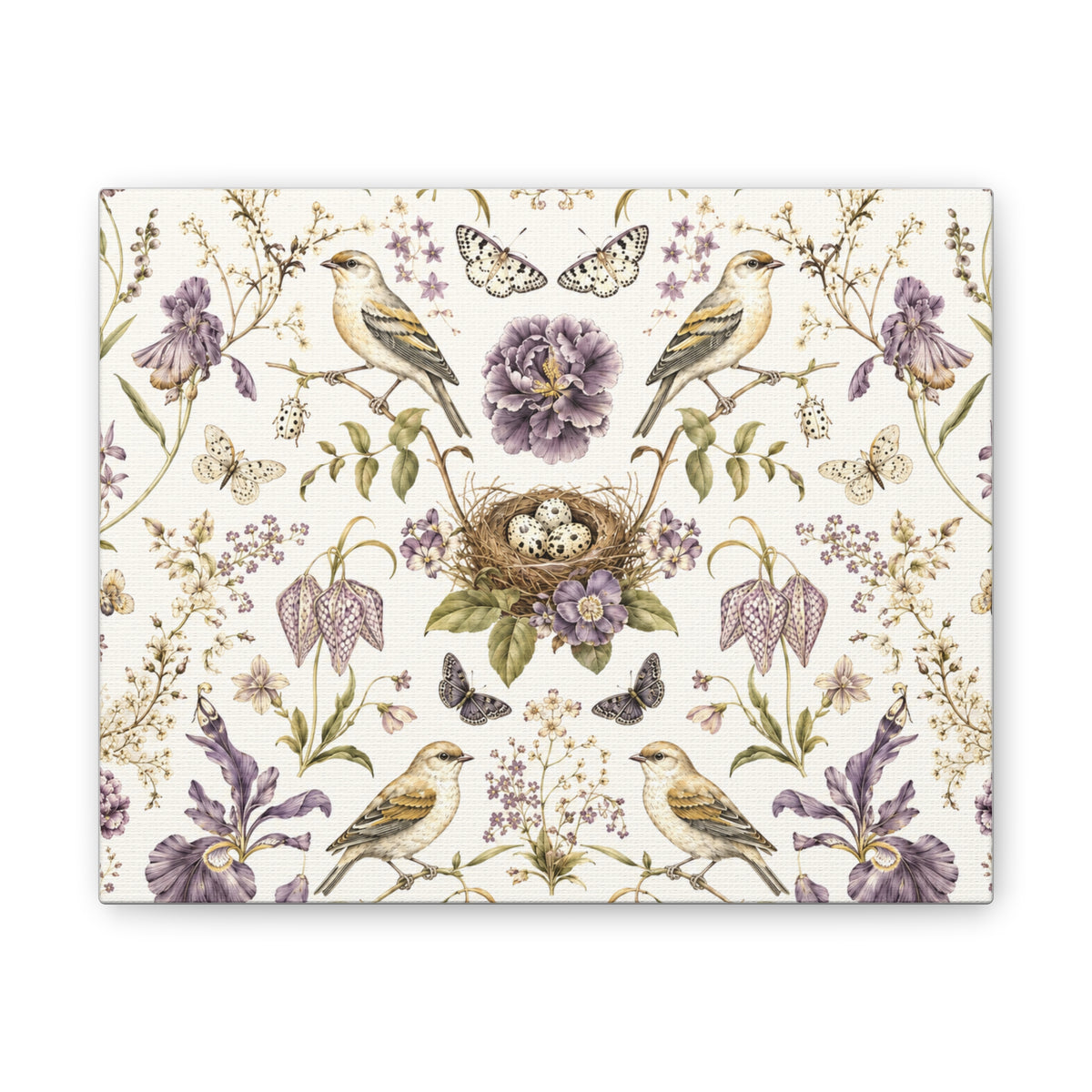 Botanical Bird's Nest Moon Milk Stretched Canvas