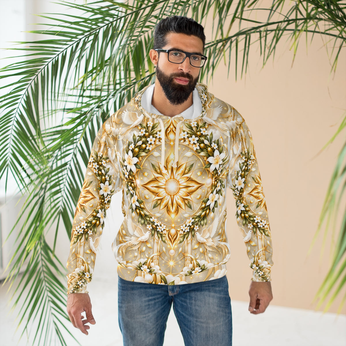 Divine Light Mandala Moon Milk Pullover Hoodie