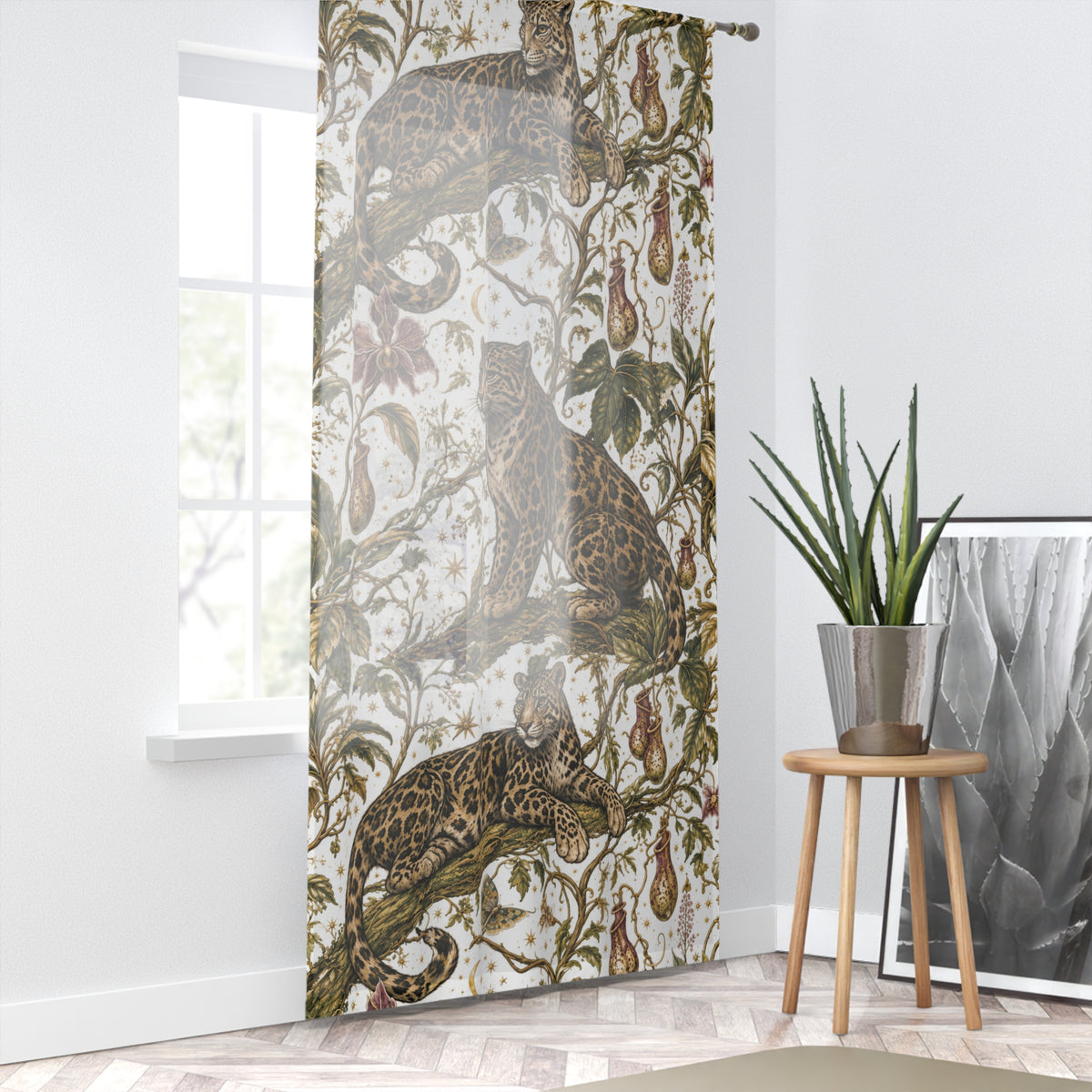 Cloud Leopard Reverie Moon Milk Window Curtain