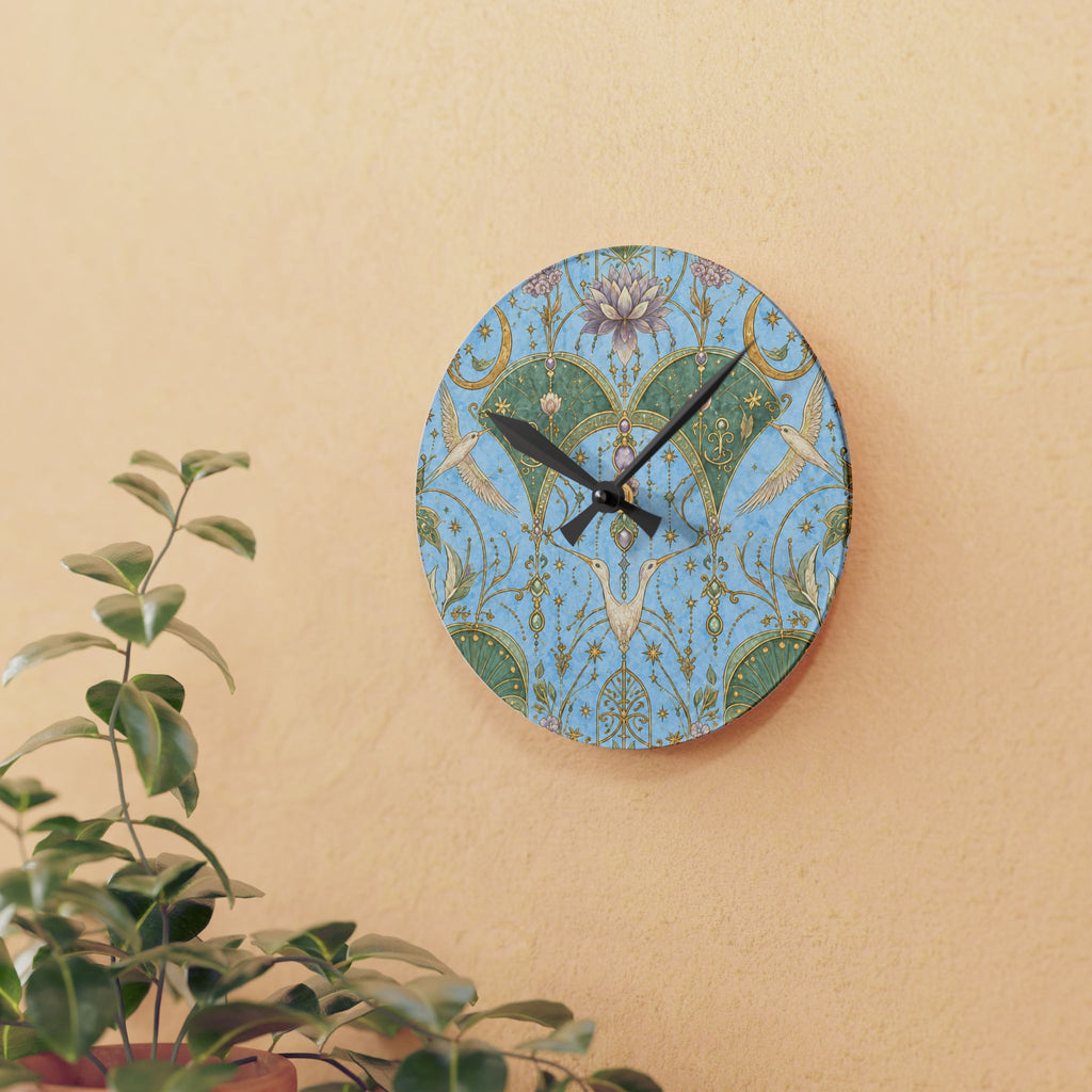 Celestial Aviary Blue Hour Acrylic Wall Clock