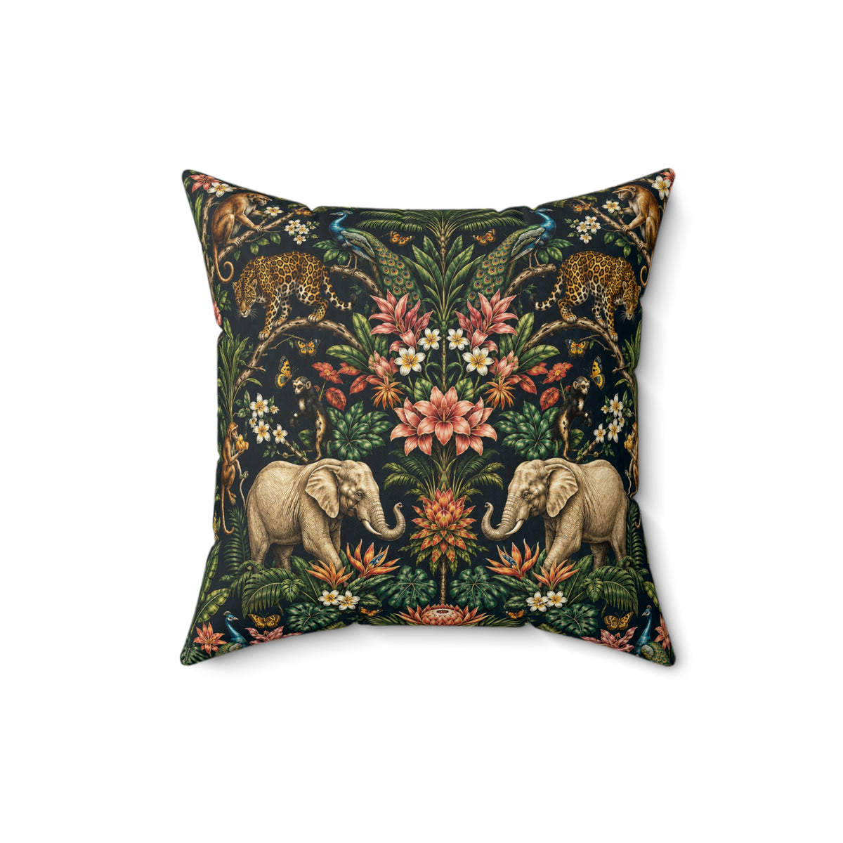 Mystic Jungle Midnight Jungle Decorative Pillow