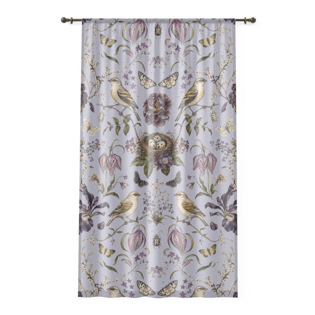 Botanical Bird's Nest Lilac Window Curtain
