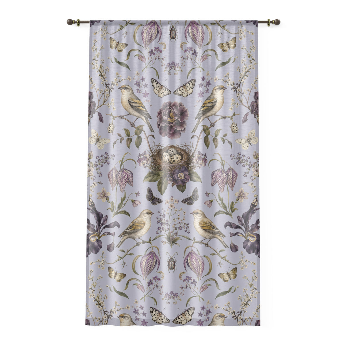 Botanical Bird's Nest Lilac Window Curtain