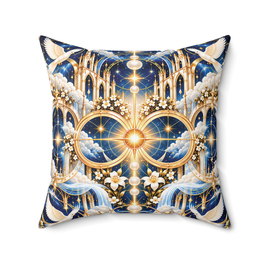 Cathedral of Light Celestial Blue Decorative Pillow
