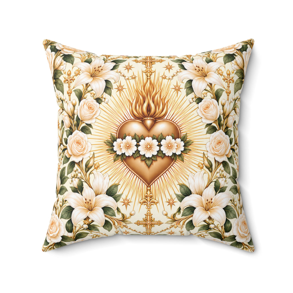 Immaculate Heart Ivory Decorative Pillow