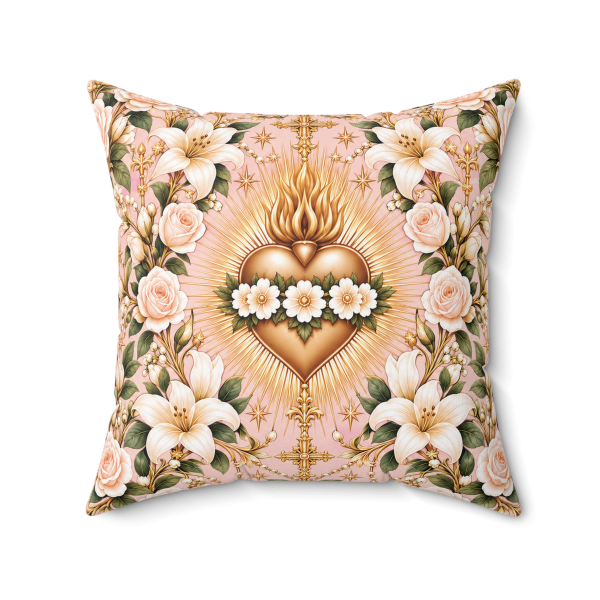 Immaculate Heart Blush Rose Decorative Pillow