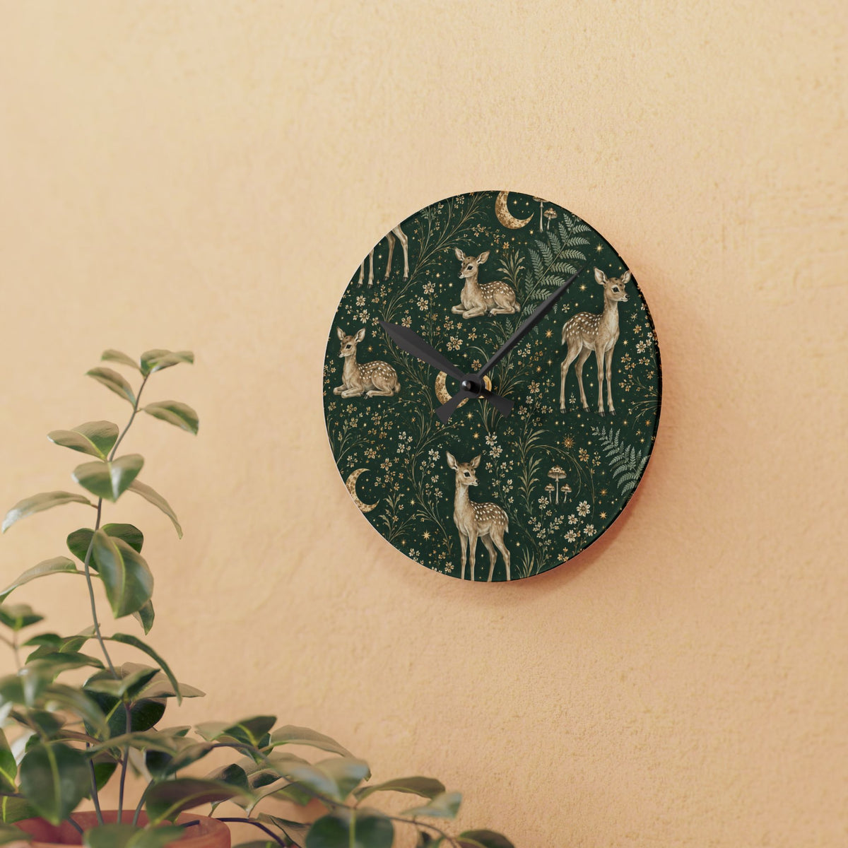 Astral Fawn Forest Acrylic Wall Clock