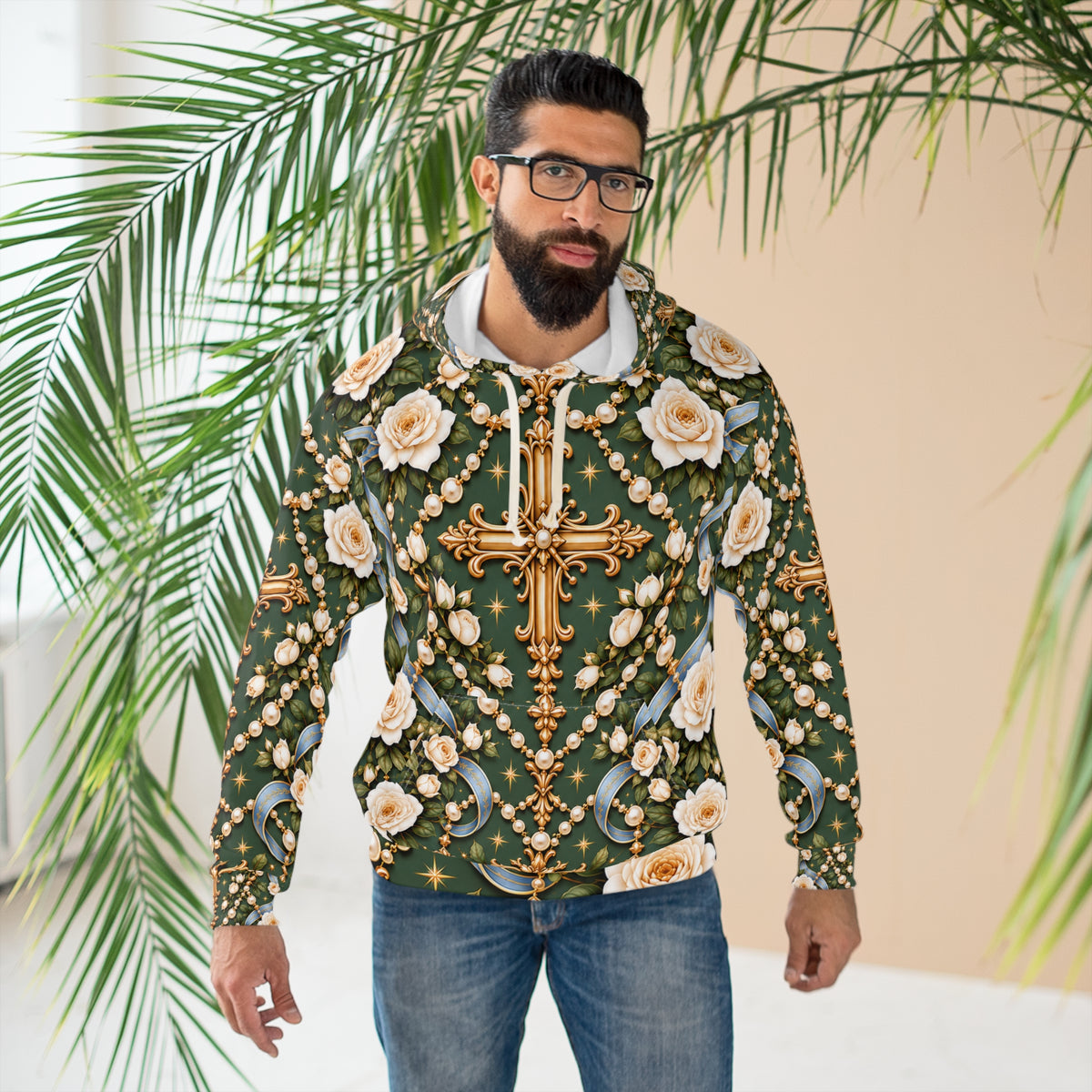 Rosary of Light Sage Blue Pullover Hoodie