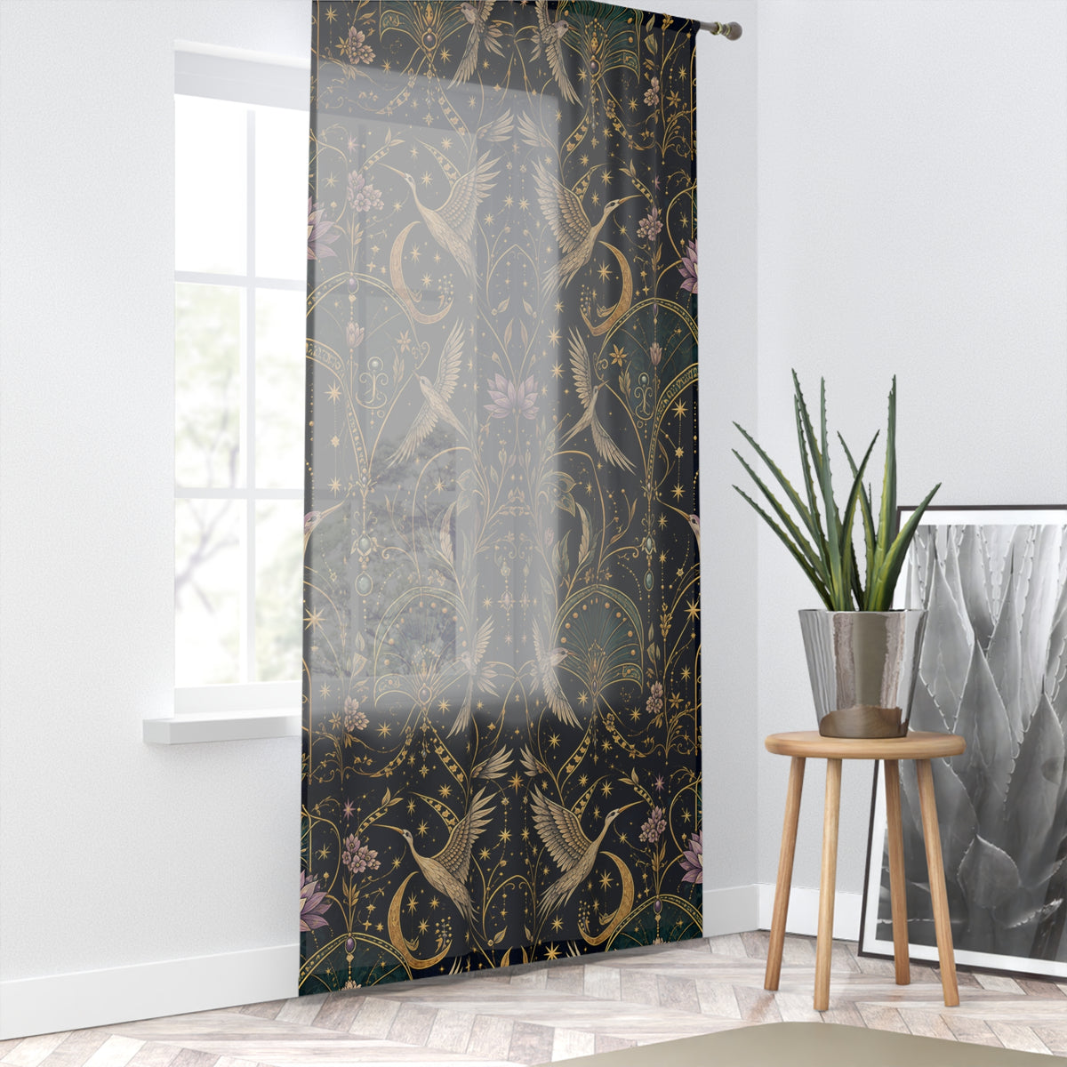 Celestial Aviary Nocturne Window Curtain