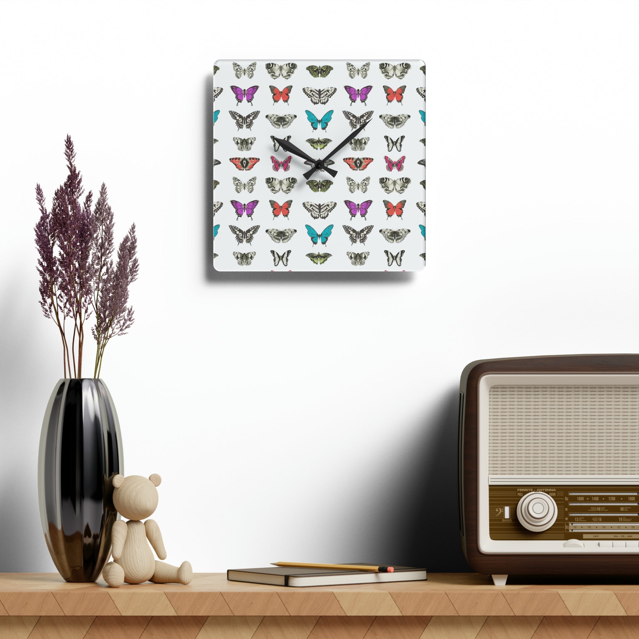 Butterfly and Moth Acrylic Wall Clock