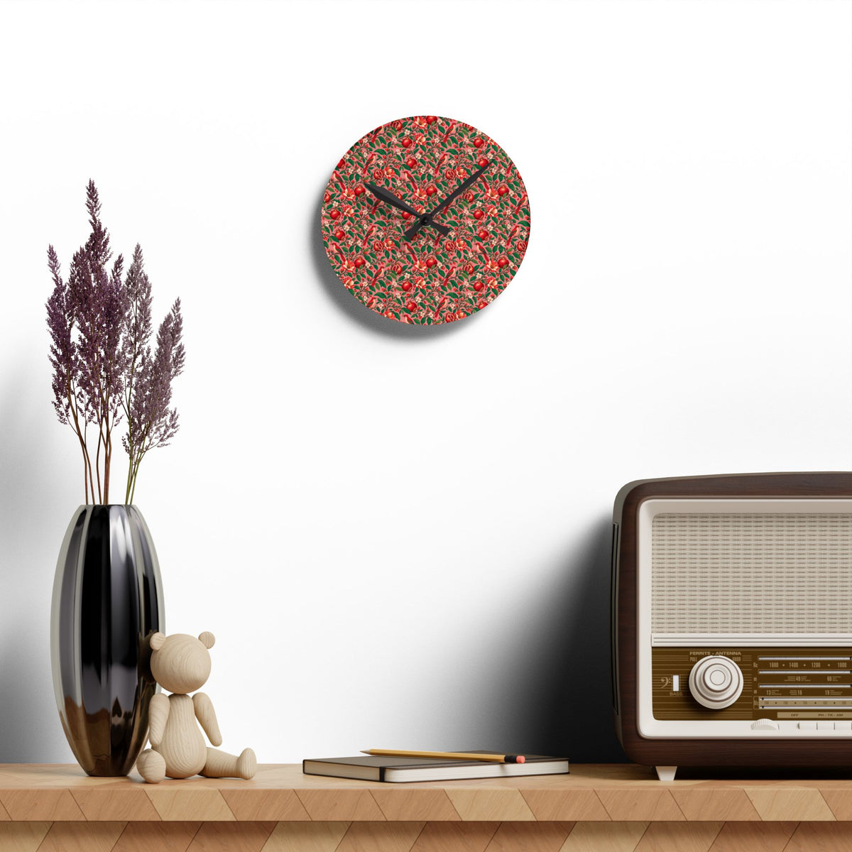 Gilded Orchard Pink Orchard Acrylic Wall Clock