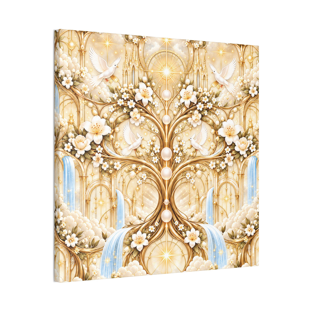 Tree of Heaven Alabaster Gold Wrapped Canvas