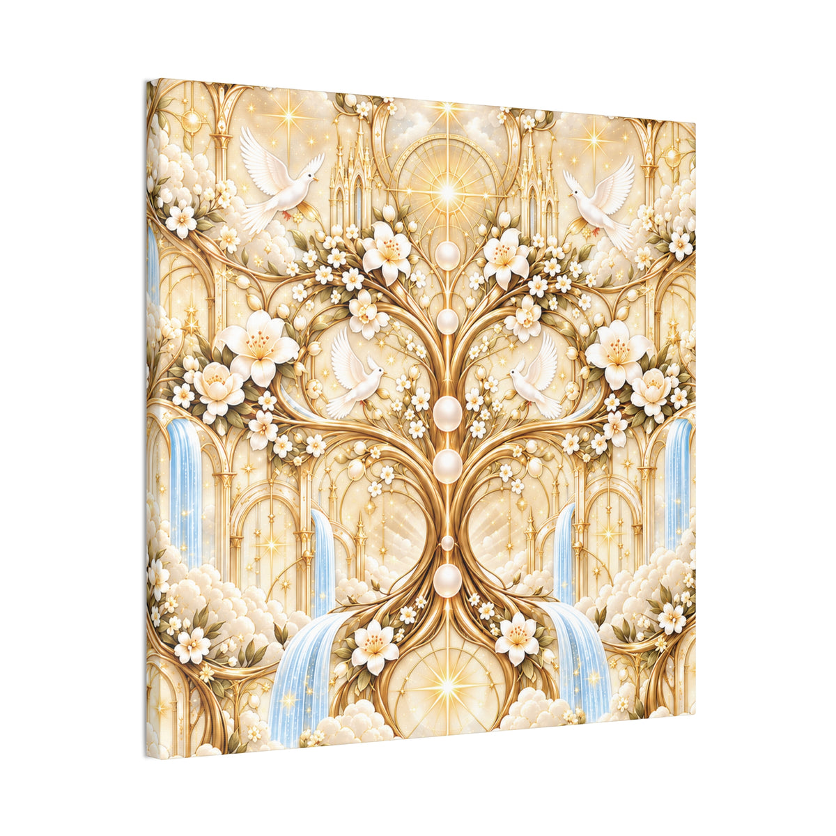 Tree of Heaven Alabaster Gold Wrapped Canvas