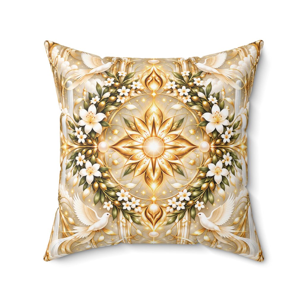 Divine Light Mandala Moon Milk Decorative Pillow