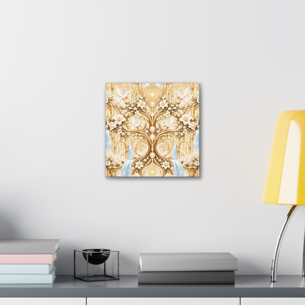 Tree of Heaven Alabaster Gold Wrapped Canvas