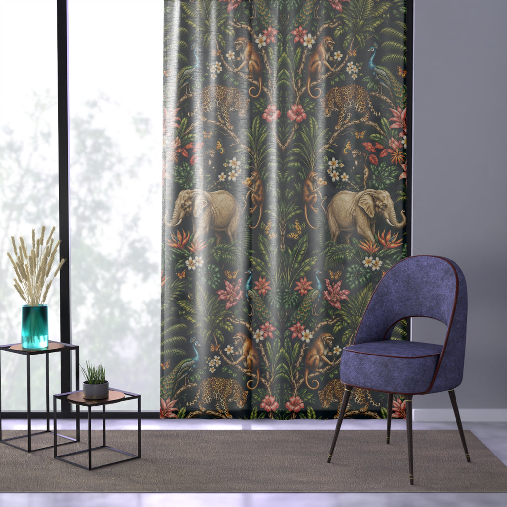 Mystic Jungle Midnight Jungle Window Curtain