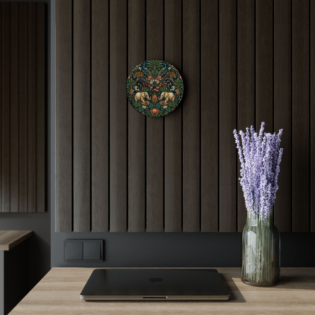 Mystic Jungle Midnight Jungle Acrylic Wall Clock