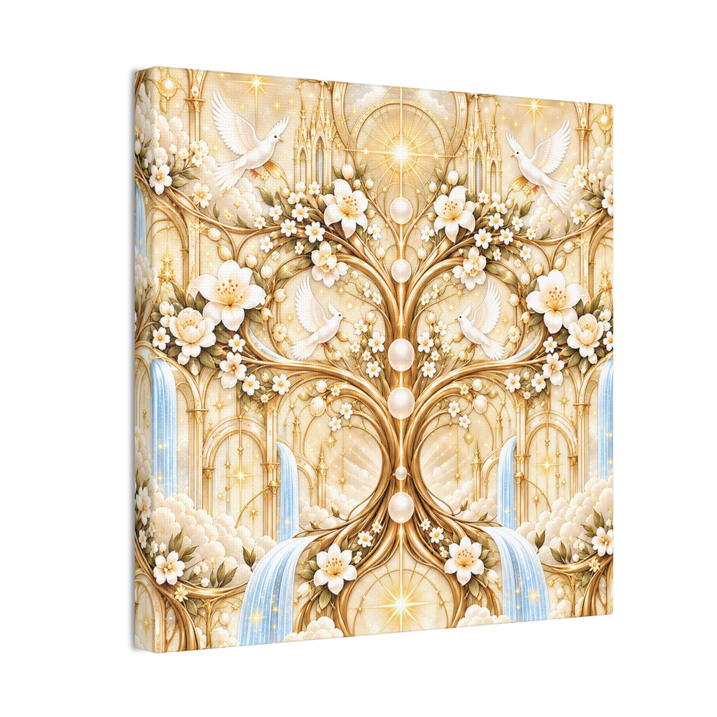 Tree of Heaven Alabaster Gold Wrapped Canvas