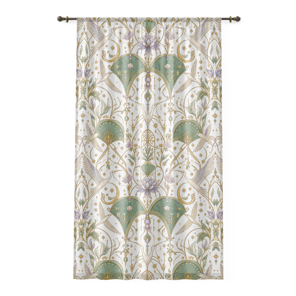 Celestial Aviary Moon Milk Window Curtain
