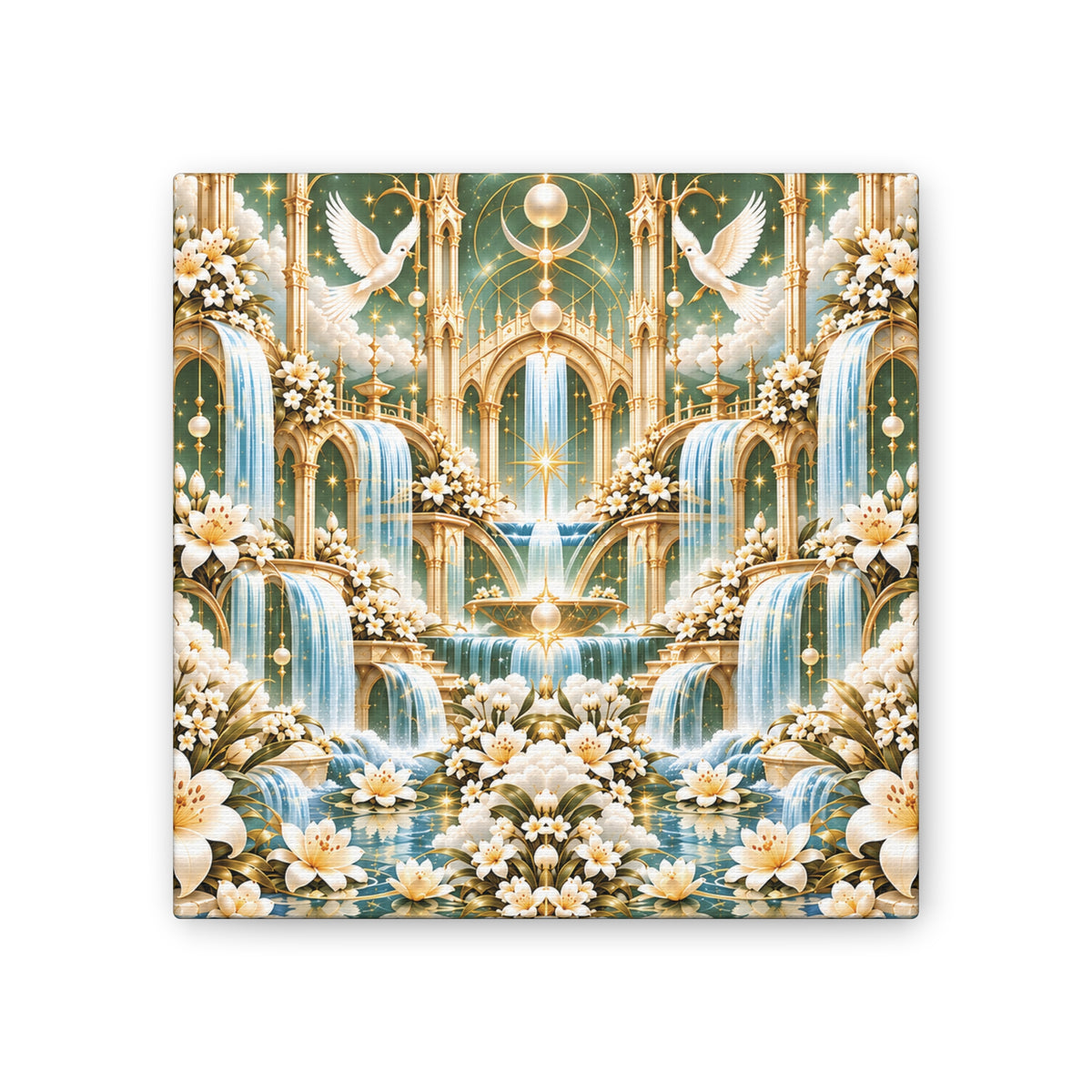 Living Waters Sanctuary Soft Sage Gold 8-inch Canvas