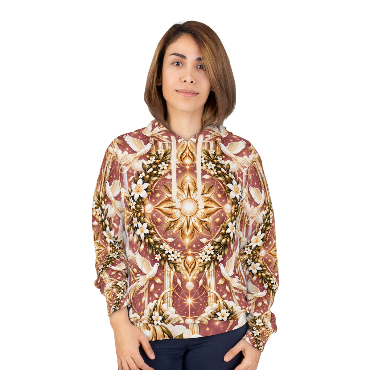 Divine Light Mandala Rose Dawn Pullover Hoodie