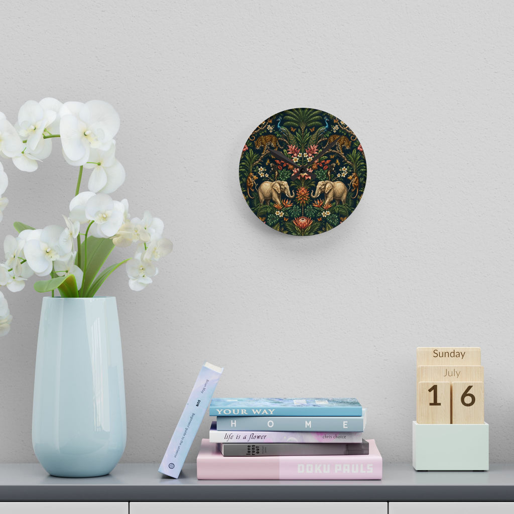 Mystic Jungle Midnight Jungle Acrylic Wall Clock