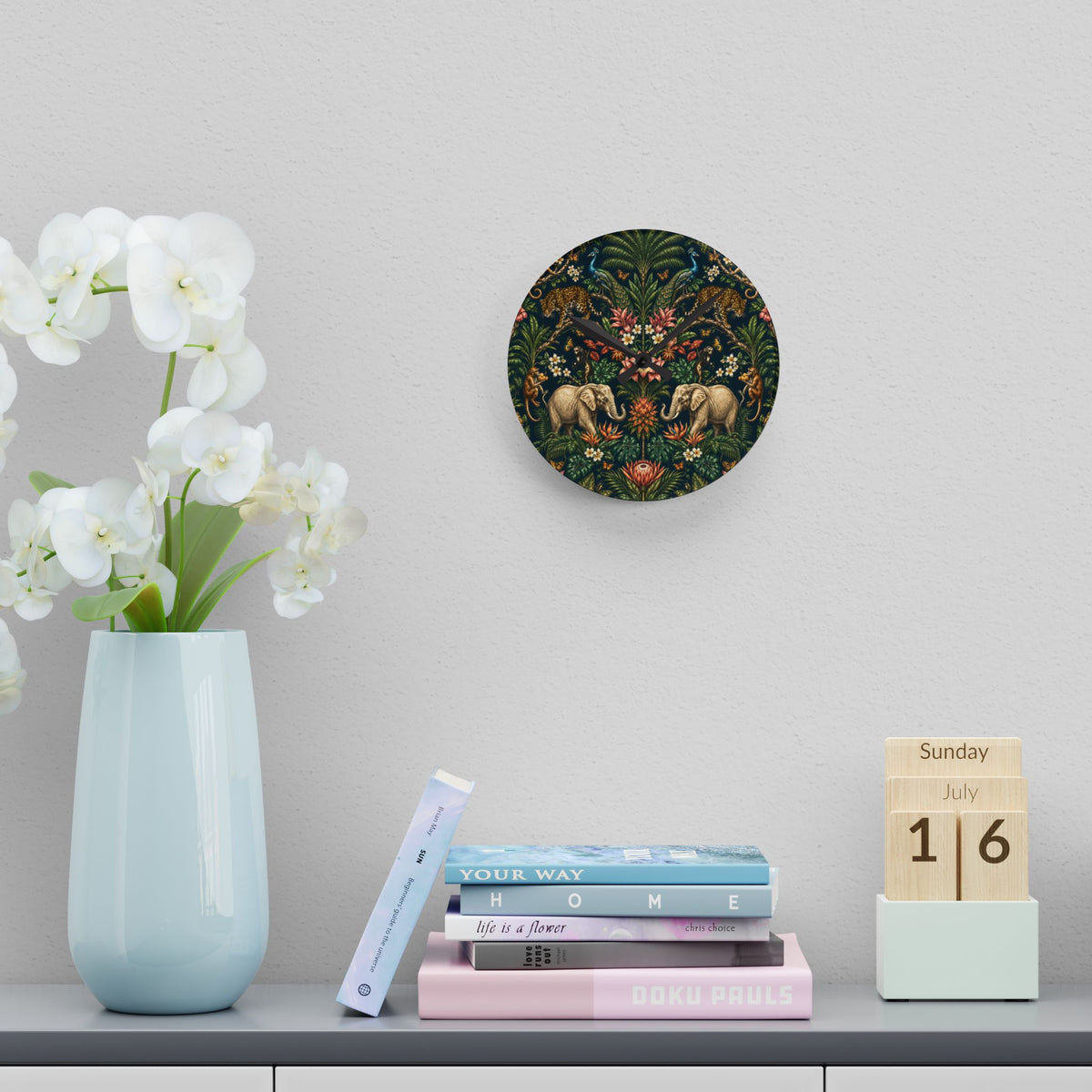 Mystic Jungle Midnight Jungle Acrylic Wall Clock