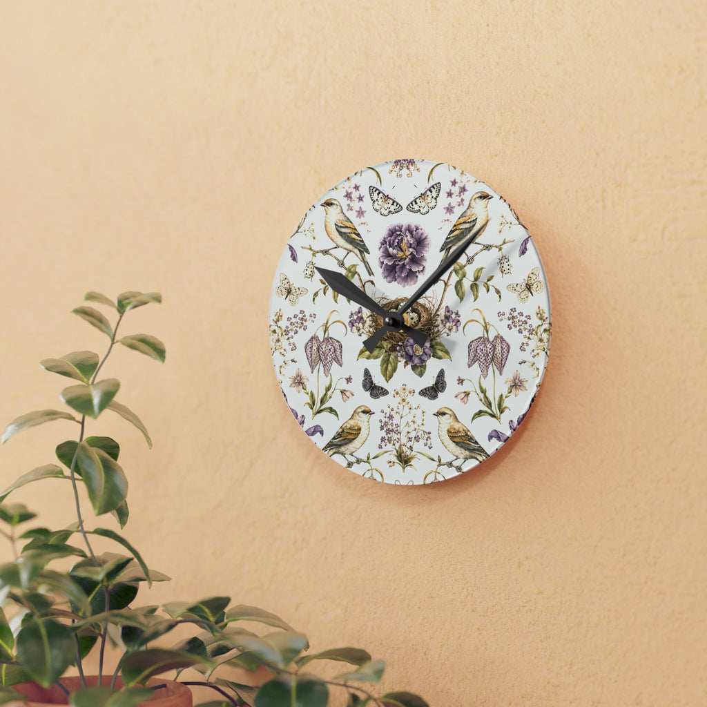 Botanical Bird's Nest Moon Milk Acrylic Wall Clock