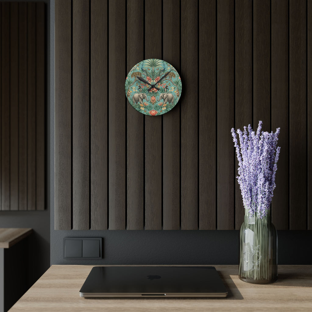 Mystic Jungle Verdigris Jungle Acrylic Wall Clock