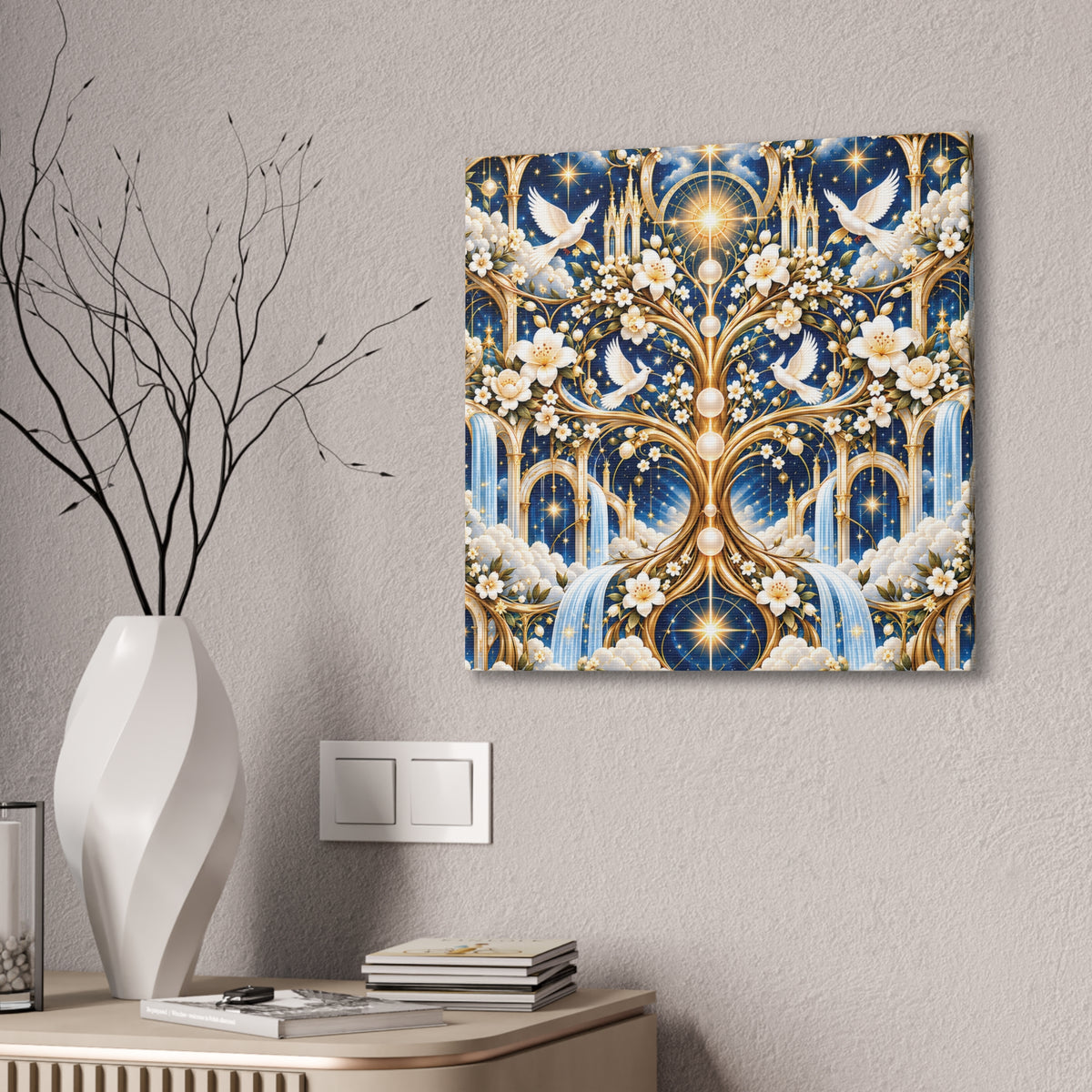 Tree of Heaven Celestial Blue Wrapped Canvas