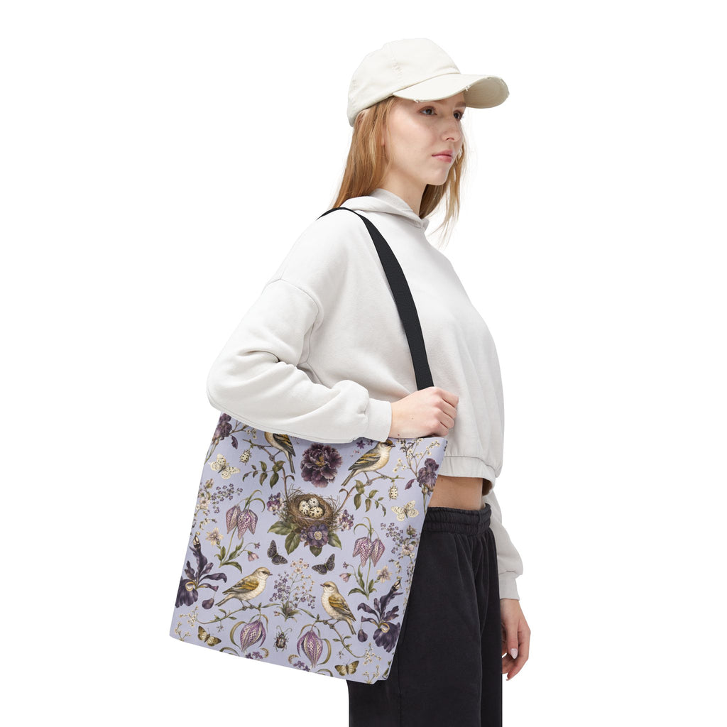 Botanical Bird's Nest Lilac Tote Bag