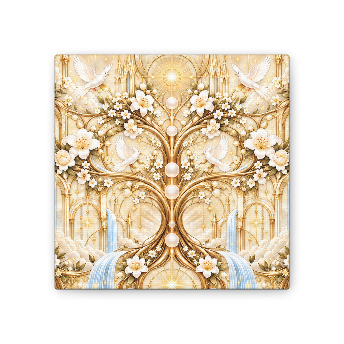 Tree of Heaven Alabaster Gold Wrapped Canvas