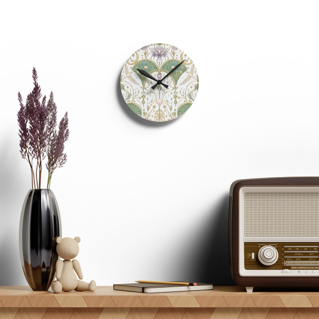 Celestial Aviary Moon Milk Acrylic Wall Clock