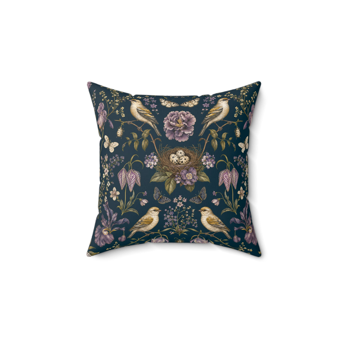 Botanical Bird's Nest Nocturne Decorative Pillow