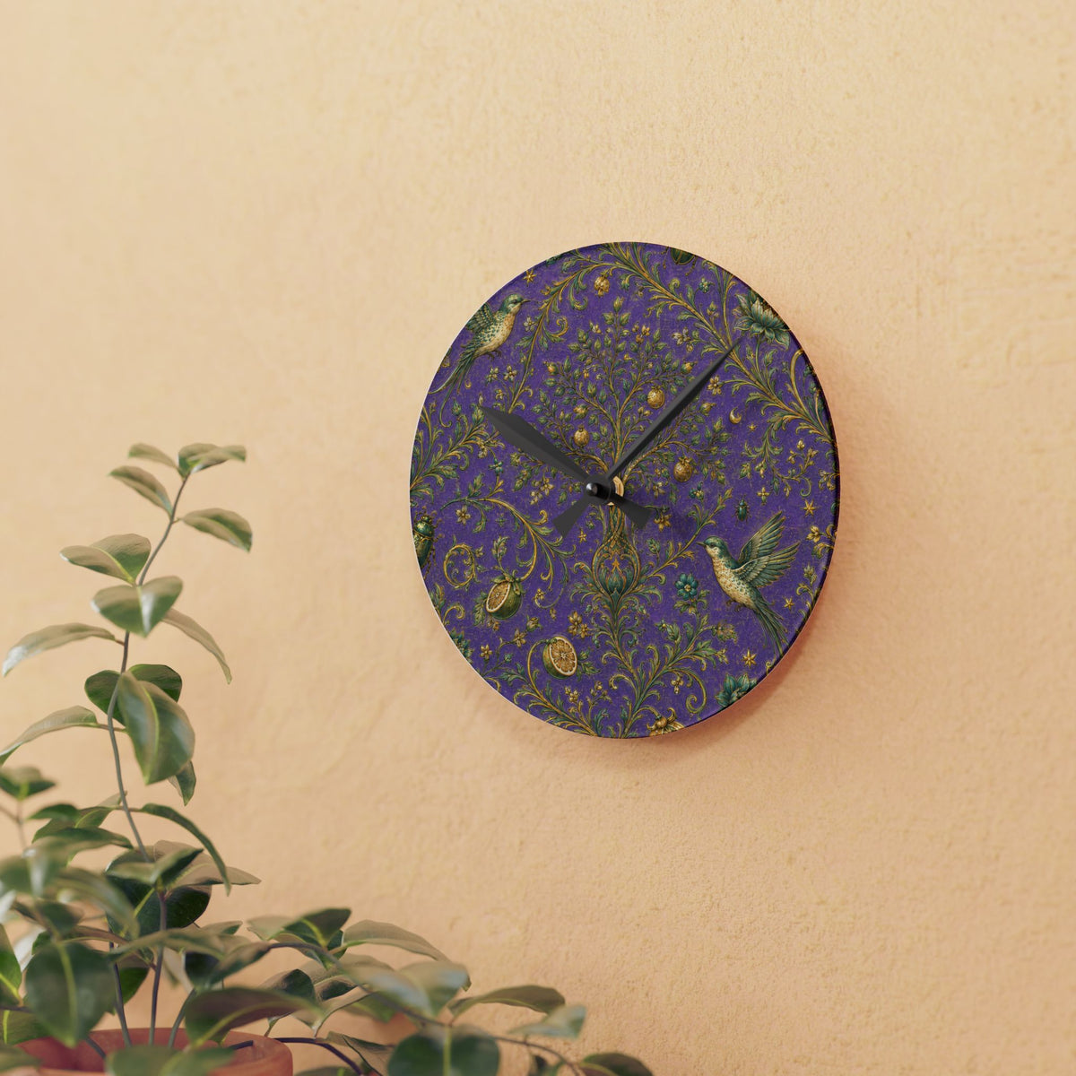 Sacred Canopy Amethyst Acrylic Wall Clock
