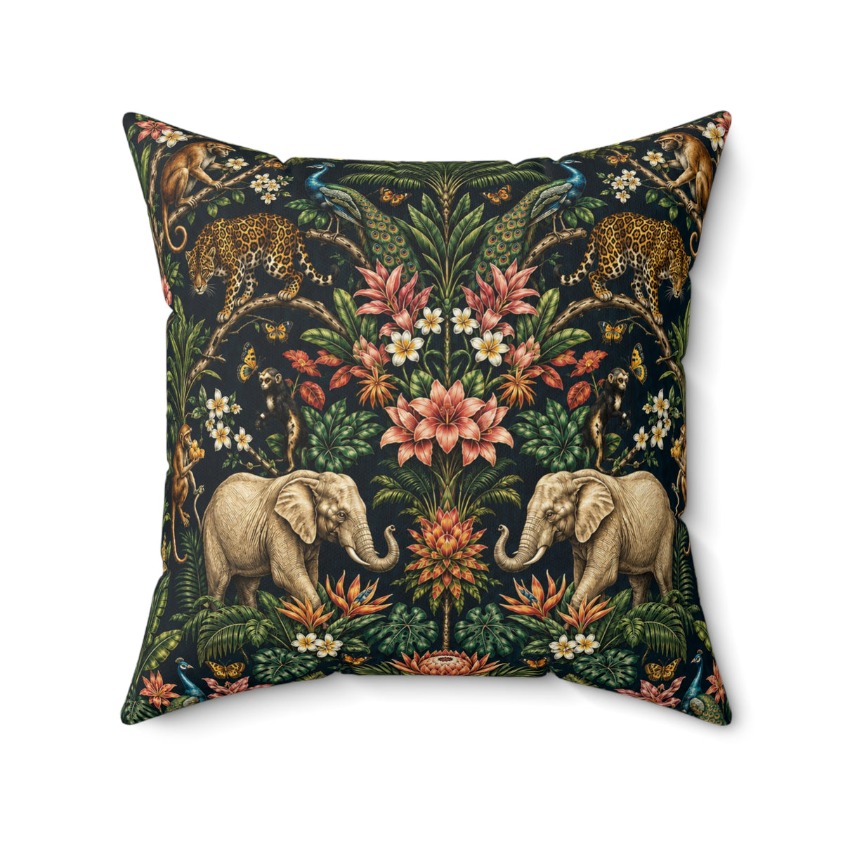Mystic Jungle Midnight Jungle Decorative Pillow