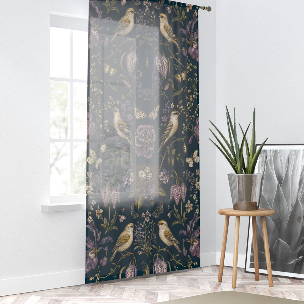 Botanical Bird's Nest Nocturne Window Curtain