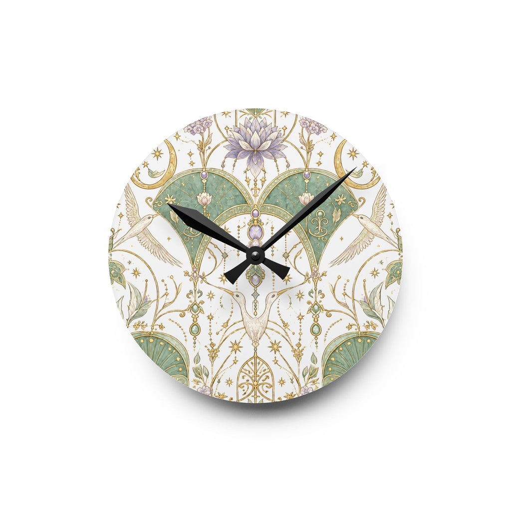 Celestial Aviary Moon Milk Acrylic Wall Clock