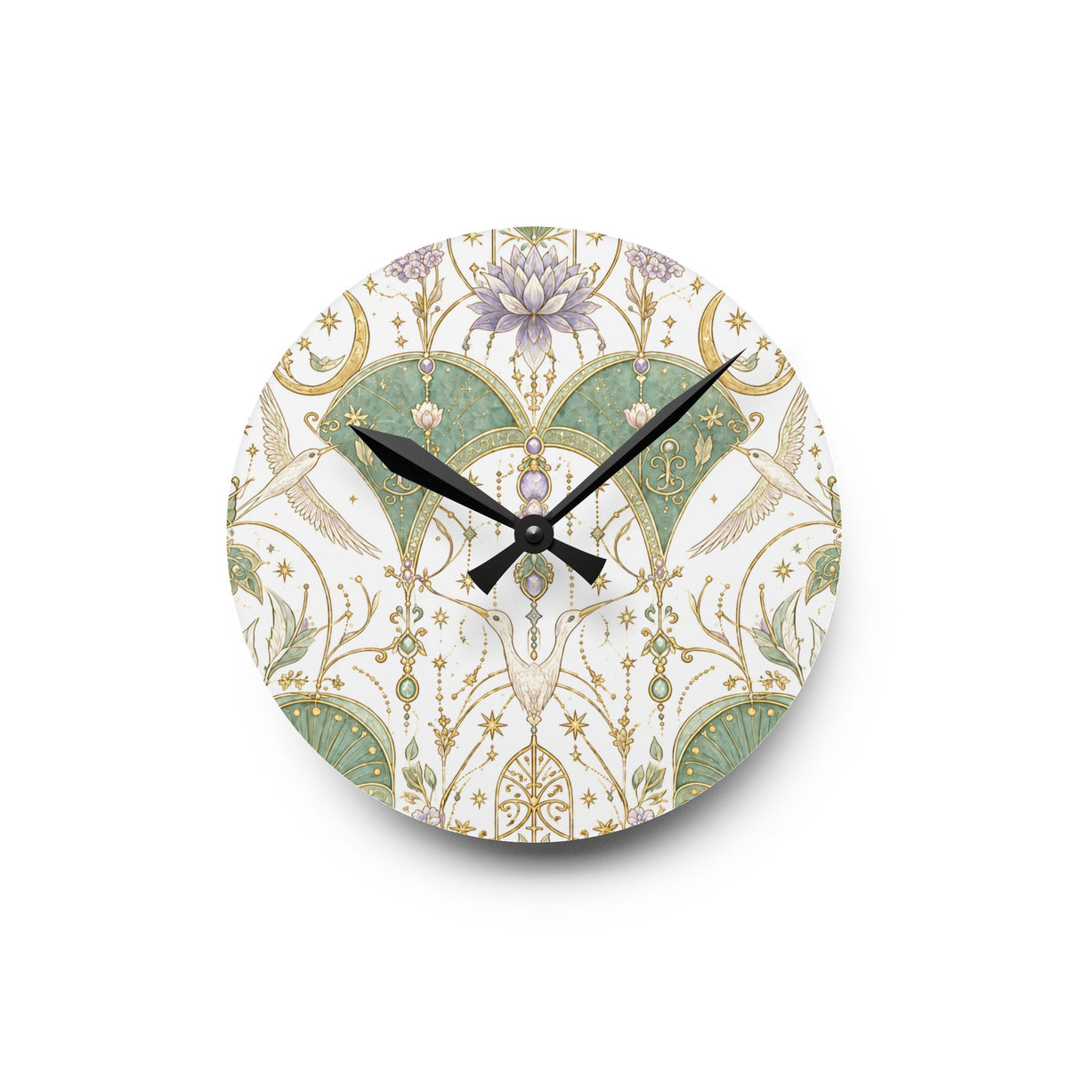 Celestial Aviary Moon Milk Acrylic Wall Clock
