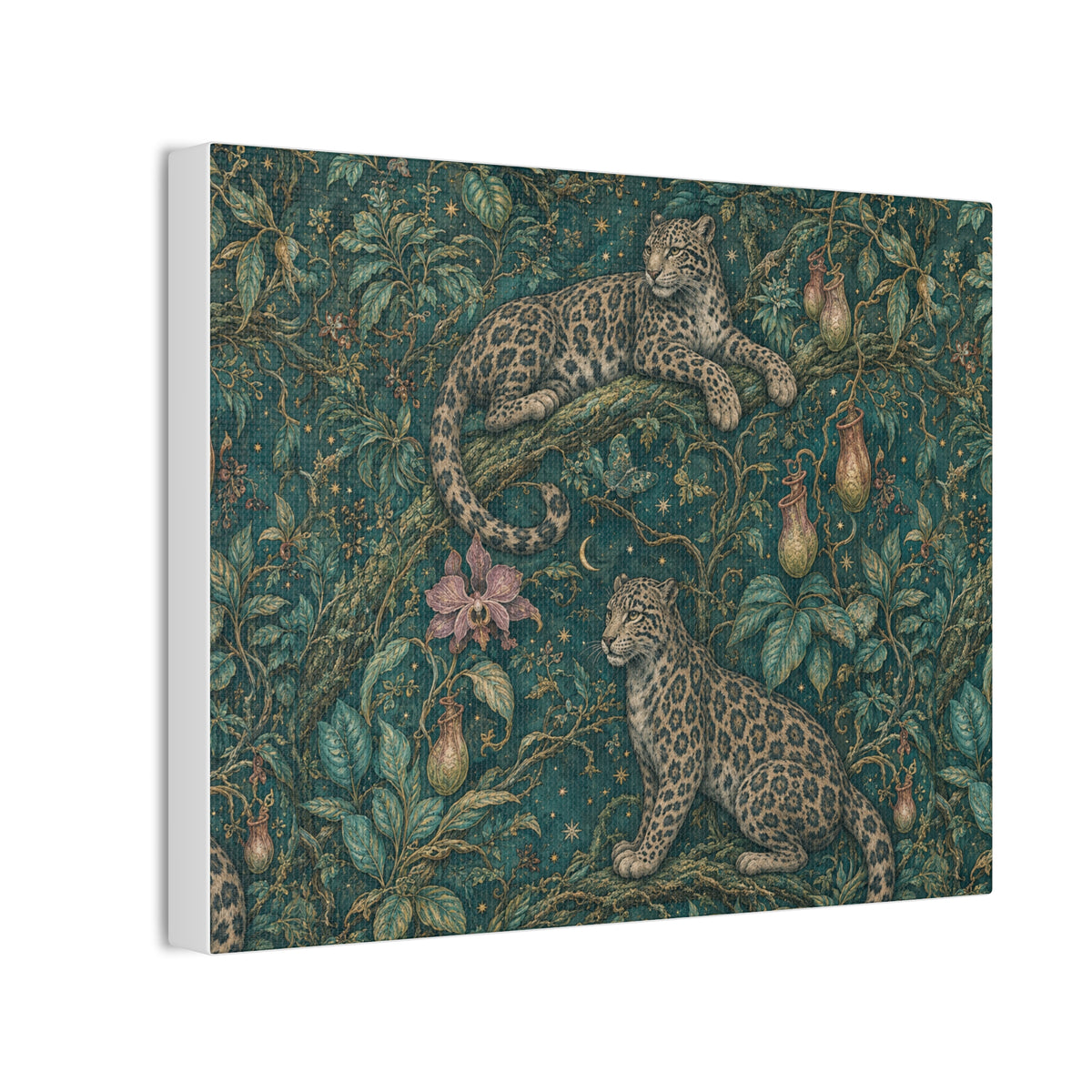 Cloud Leopard Reverie Verdigris Stretched Canvas