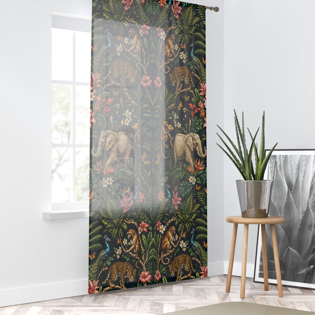 Mystic Jungle Midnight Jungle Window Curtain
