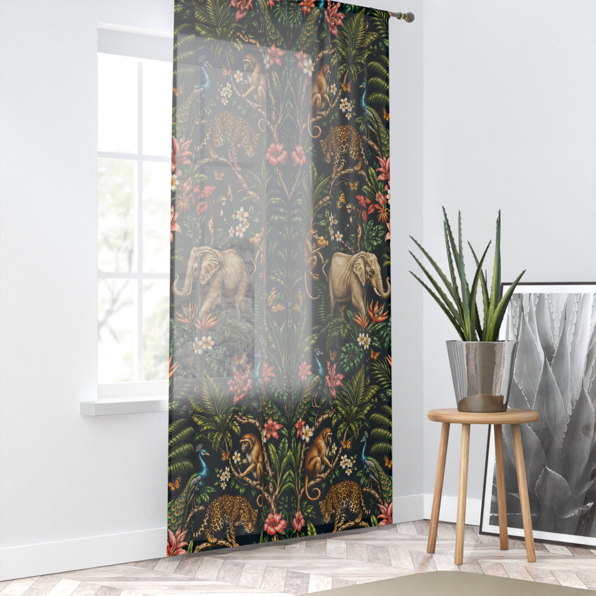 Mystic Jungle Midnight Jungle Window Curtain