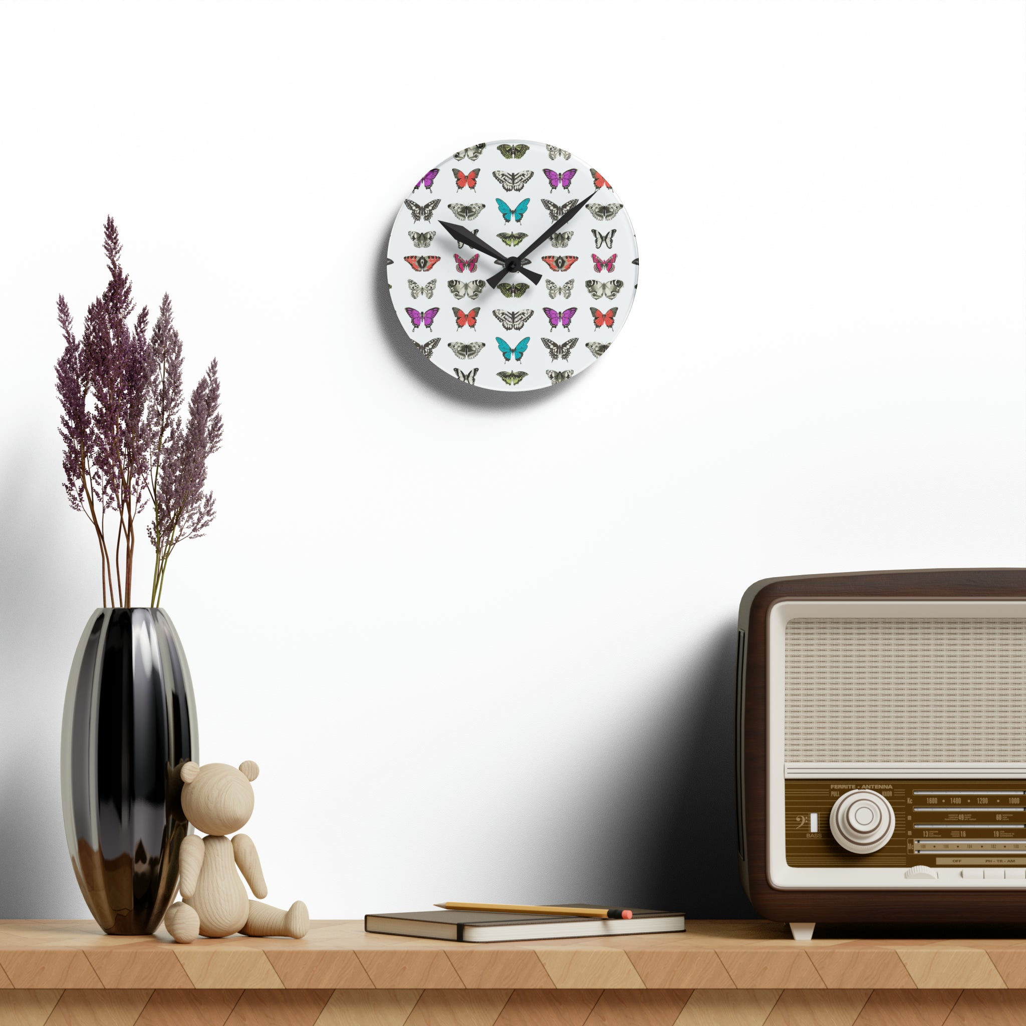 Butterfly and Moth Acrylic Wall Clock