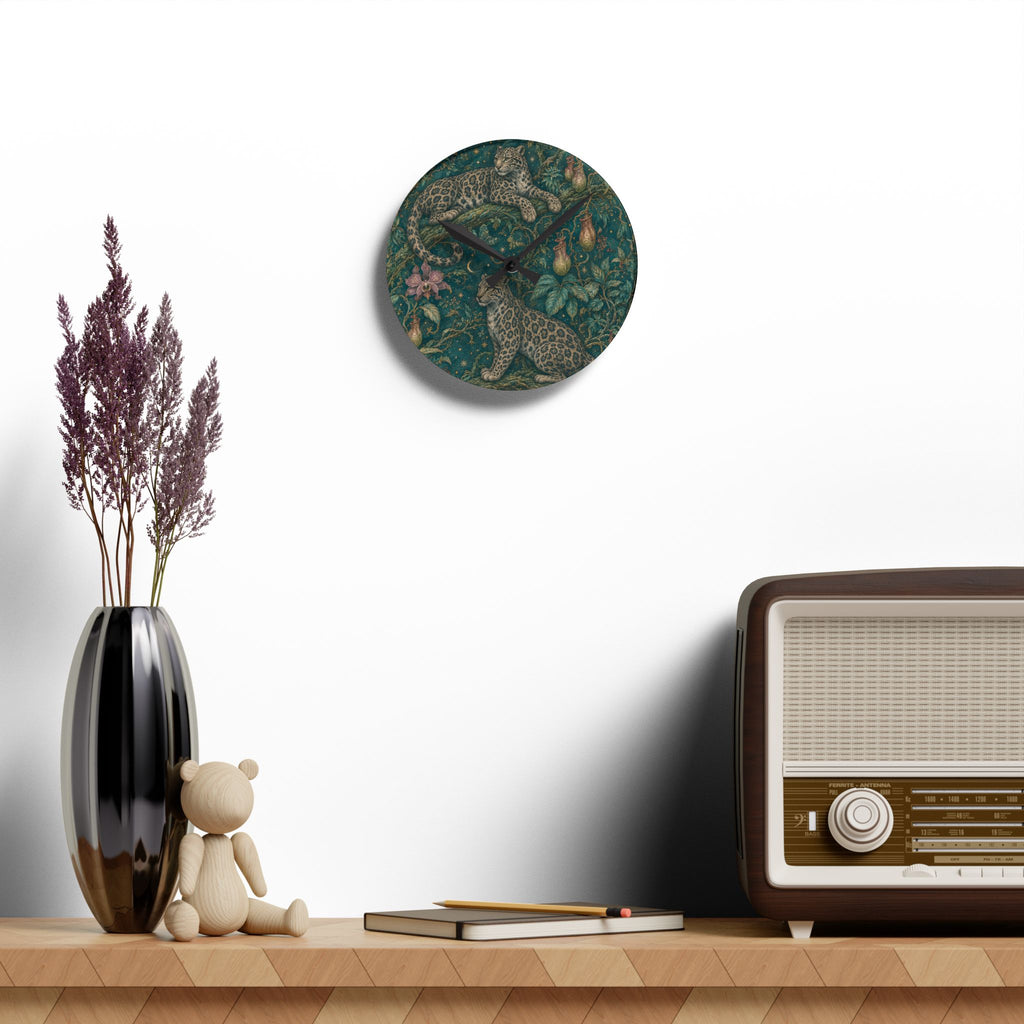 Cloud Leopard Reverie Verdigris Acrylic Wall Clock