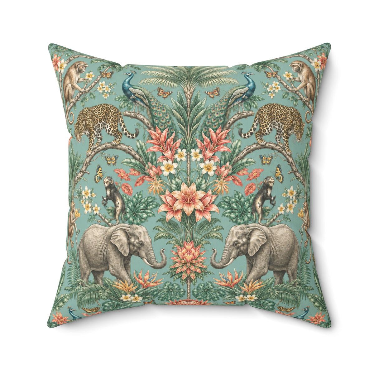 Mystic Jungle Verdigris Jungle Decorative Pillow