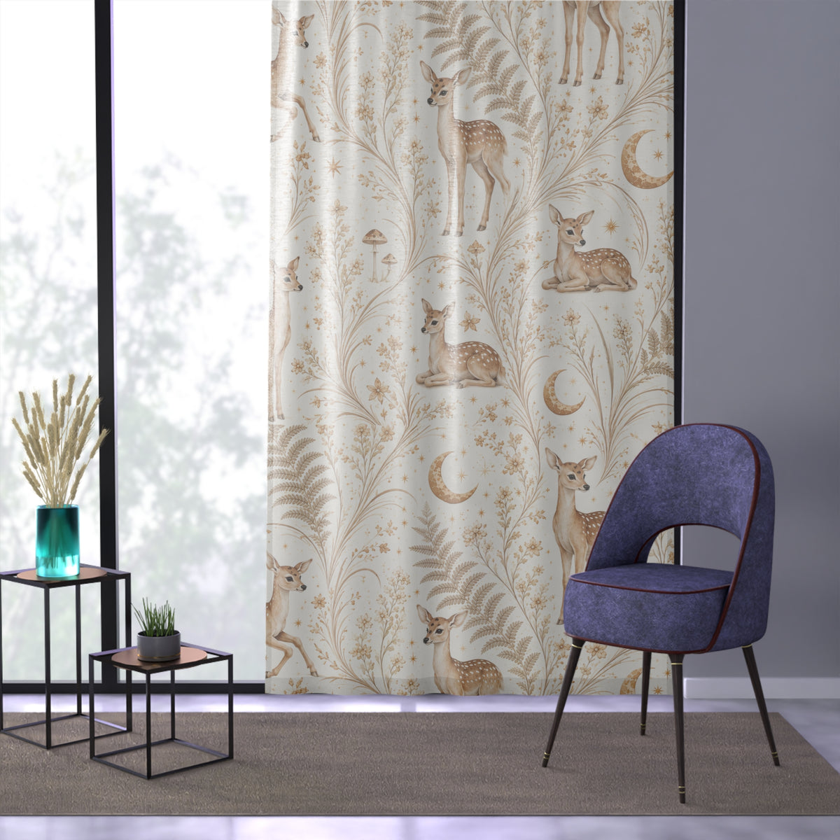 Astral Fawn Moon Milk Window Curtain