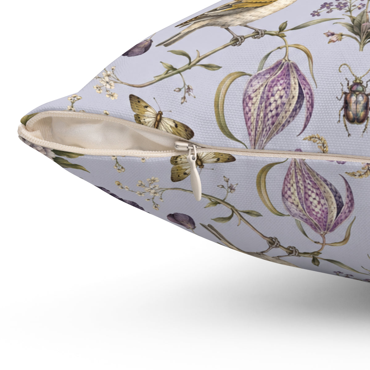 Botanical Bird's Nest Lilac Decorative Pillow